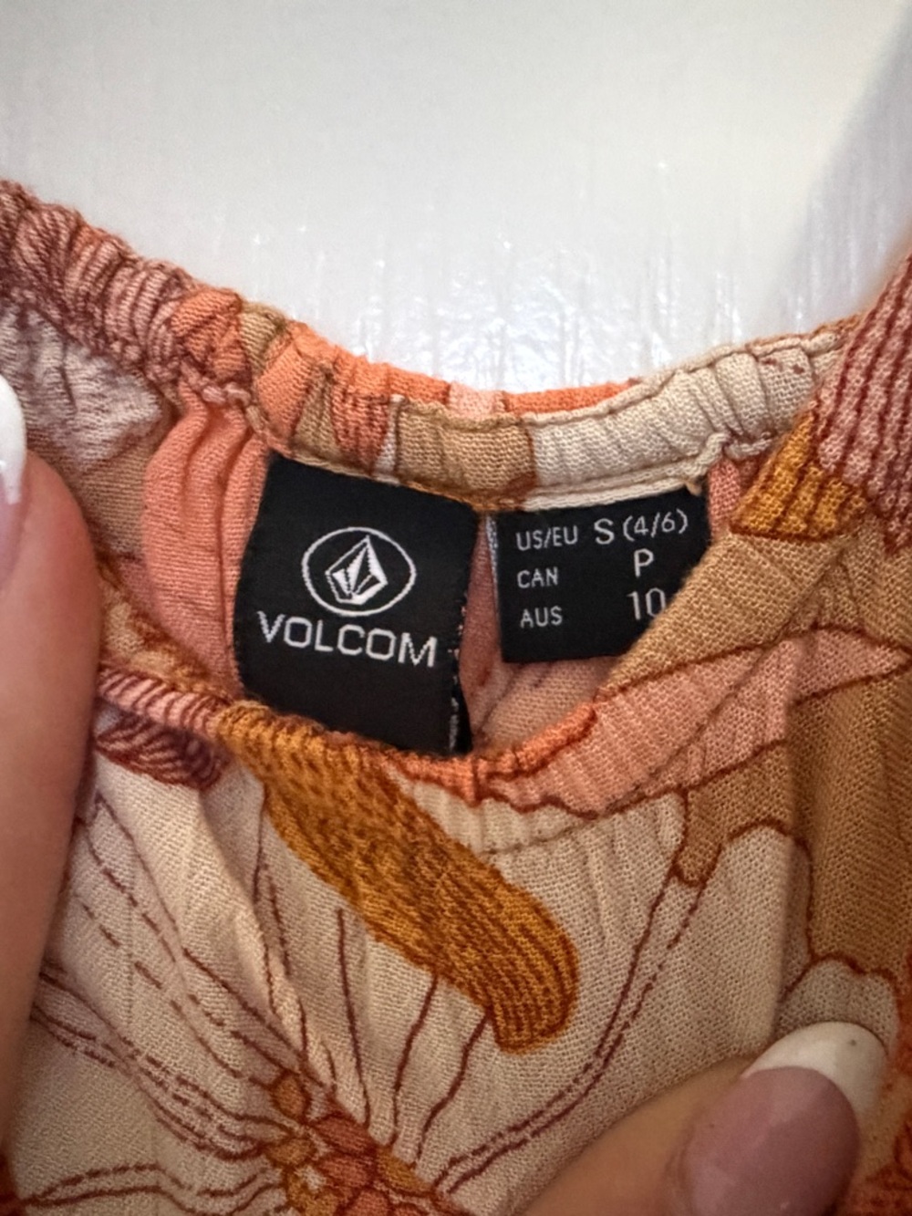 Volcom Orange Floral Ruffled Strap Tank - Picture 2 of 3